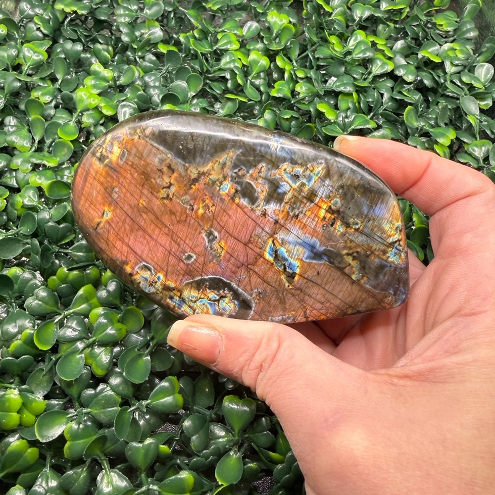 (LabFF2) RARE COLOR - Red & Rainbow Labradorite Free Form - Picture 7 of 8